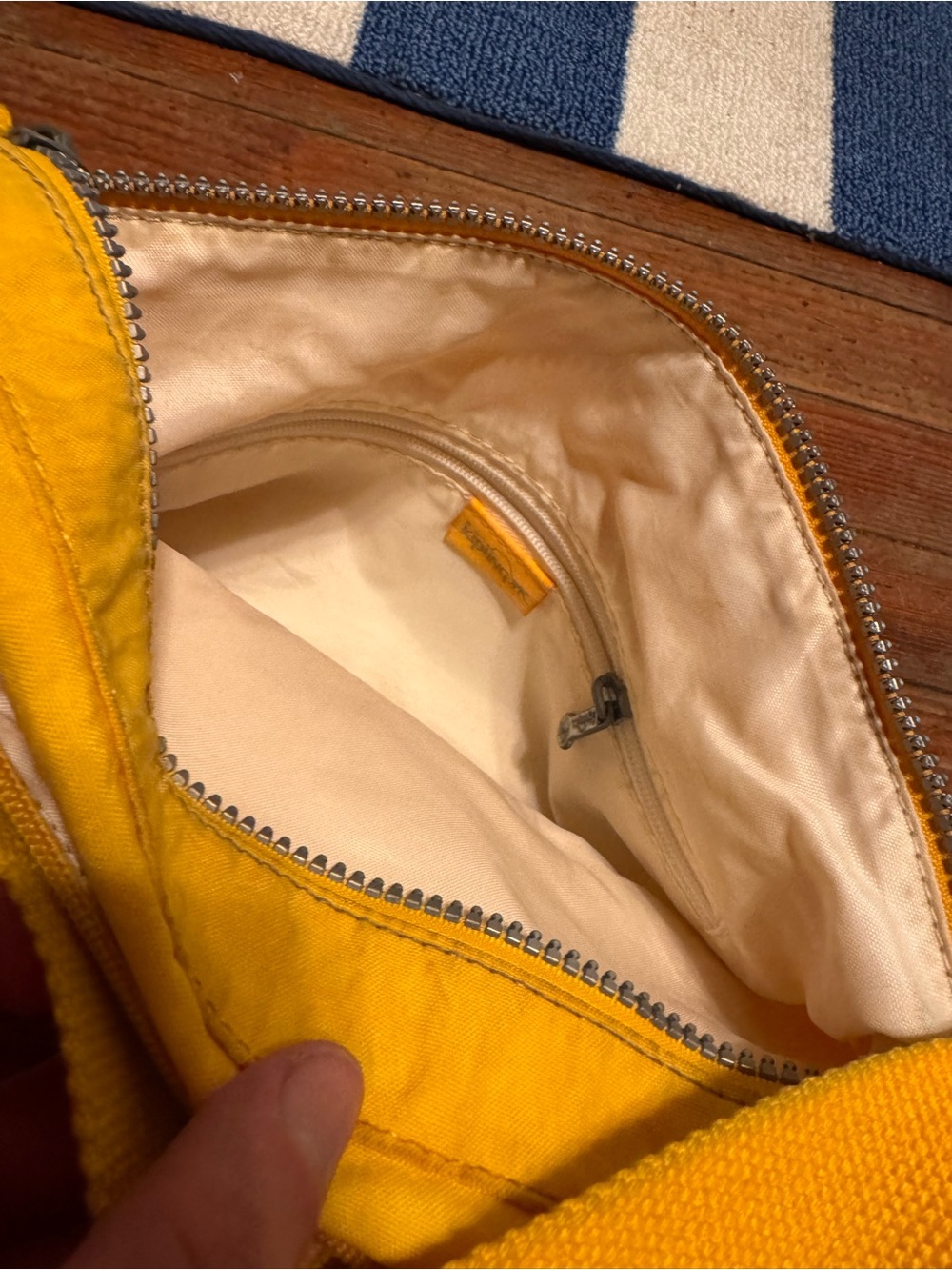 Kipling Bright Yellow Canvas Shoulder Bag with Logo Patch - Picture 3 of 3